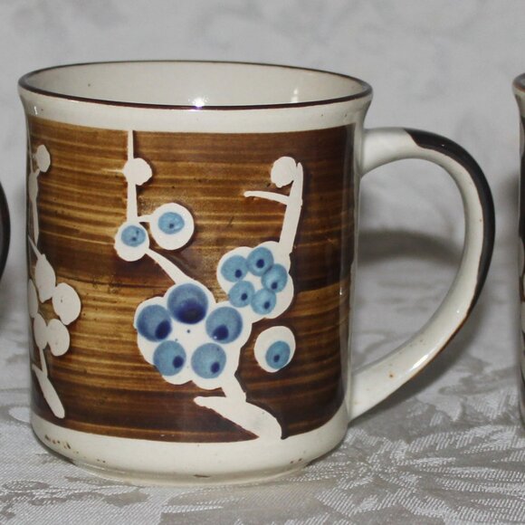 Speckled Otagiri Style Stoneware Mugs | Vintage Hand Painted Retro Mugs - Picture 3 of 16